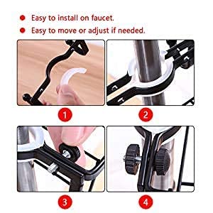 Dayish 2 Pcs Metal Faucet Sponge Storage RackTap Holder OrganizerSoap Sponge Dish Hanging Clamp HolderSink Caddy Drainer Shelf for Kitchen Bathroom Sink Wash Basin Black 15x10x4cm - Image 4
