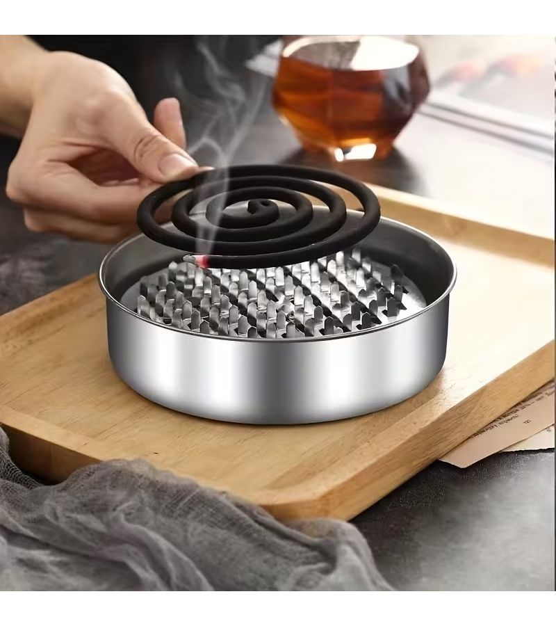 Stainless Steel Mosquito Coil Holder With Lid Portable Repellent Box Handle Design - Image 4