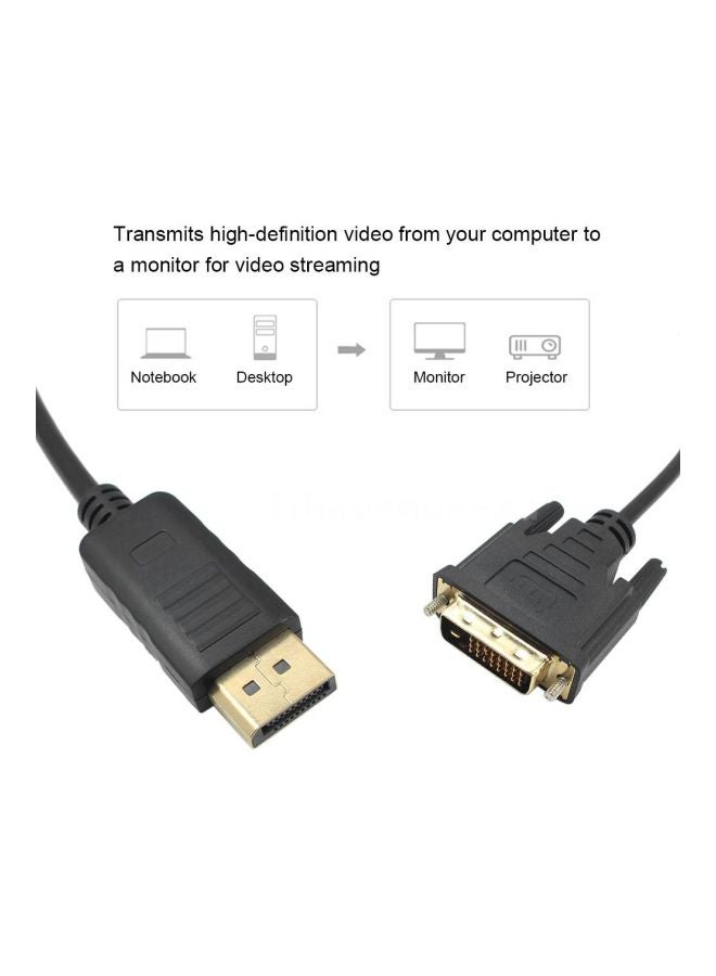 DisplayPort To DVI Cable Adapter Converter Black - Image 2