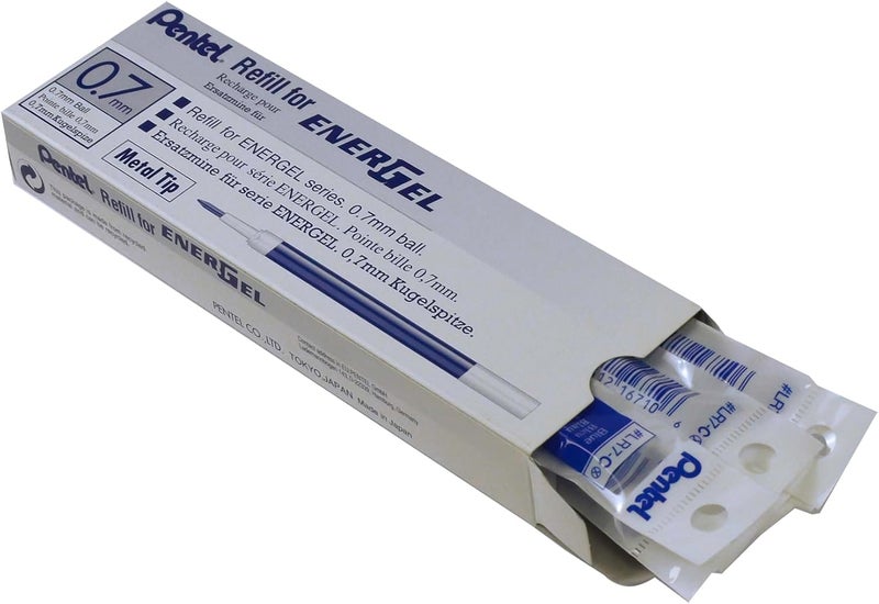 Pentel Refill Ink for BL57/BL77 EnerGel Liquid Gel Pen, 0.7mm, Metal Tip, Blue Ink, Box of 12 (LR7-C-12) - Image 3
