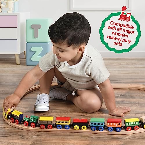 Play22 Wooden Train Set 12 PCS  Train Toys Magnetic Set Includes 3 Engines  Toy Train Sets For Kids Toddler Boys And Girls  Compatible With All Major Brands  Original  By Play22 - Image 5