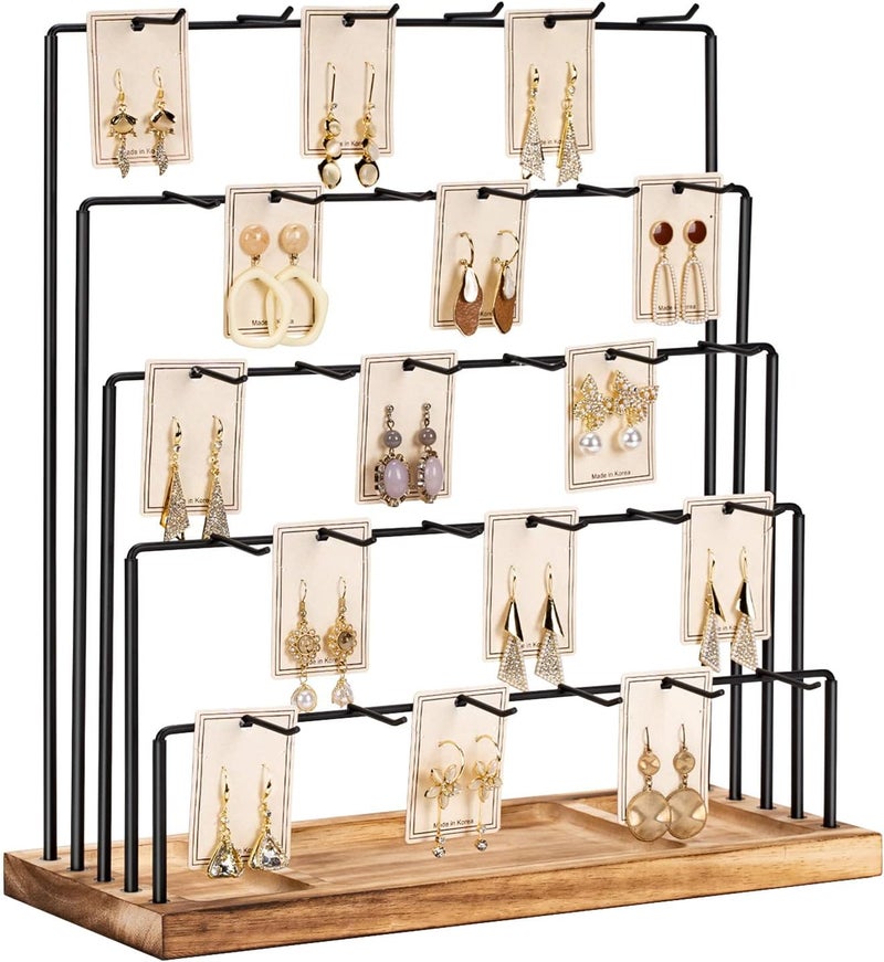 DGWJSU Earring Display Stands for Selling, Earring Rack Display Holder Stand, Jewelry Display for Selling Earring Cards, Bracelets, Hair Accessories, Rings, Necklaces (Rustic Brown, Common Size) - Image 1