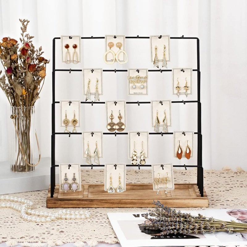 DGWJSU Earring Display Stands for Selling, Earring Rack Display Holder Stand, Jewelry Display for Selling Earring Cards, Bracelets, Hair Accessories, Rings, Necklaces (Rustic Brown, Common Size) - Image 4