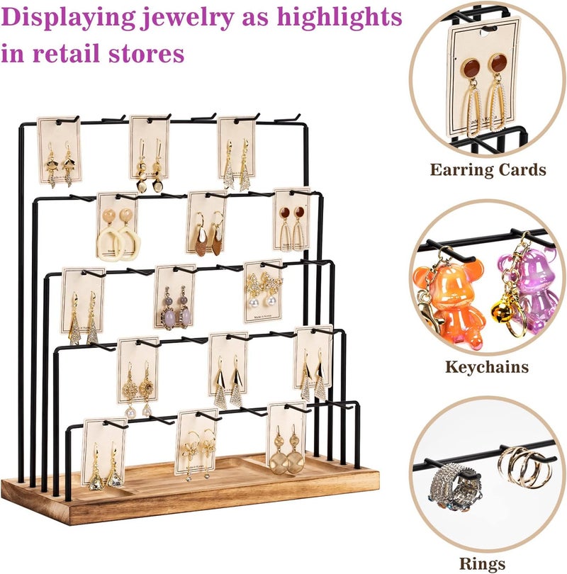 DGWJSU Earring Display Stands for Selling, Earring Rack Display Holder Stand, Jewelry Display for Selling Earring Cards, Bracelets, Hair Accessories, Rings, Necklaces (Rustic Brown, Common Size) - Image 2
