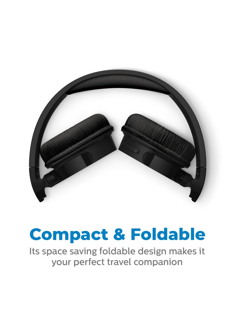Philips True Wireless On-Ear Headphone- Dynamic Bass- Light weight- Natural sound- Foldable-55 hours Play time- Black - Image 3