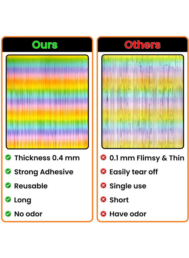 Beauenty Rainbow Foil Fringe Curtain, 6.4x8 Feet, 2 Pack Colorful Rainbow Metallic Curtain for Rainbow Paste, Party Decorations, Baby Birthday Bachelorette Party Decorations  - Image 4