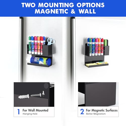 Banafich Black Magnetic Dry Erase Marker Holder for Whiteboard, Acrylic Magnet Pen Holder Wall Mount, Black Magnetic Pencil Holder Cup for Refrigerator Fridge, Office, Locker Accessories for Classroom - Image 3