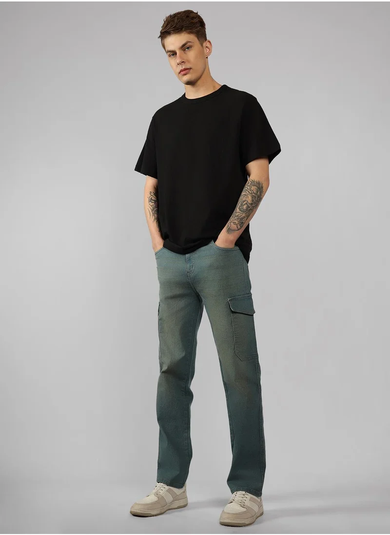 Dennis Lingo Men's Indigo Cotton Blend Solid Full Length Relaxed Fit Jeans