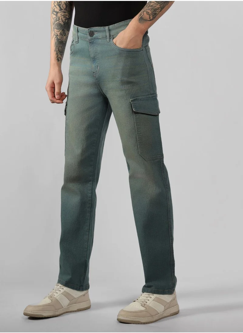 Dennis Lingo Men's Indigo Cotton Blend Solid Full Length Relaxed Fit Jeans