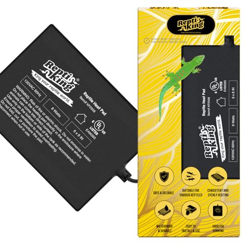 ReptiKing Reptile Heat Pad, 6" X 8" 8W, Heating Pad for Reptile Tank, Lizard, Snake, Bearded Dragon, Hermit Crab, Leopard Geckos Terrarium Heating Mat, Safe & Durable Heat Pad for Reptiles - Image 1