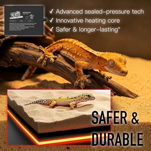 ReptiKing Reptile Heat Pad, 6" X 8" 8W, Heating Pad for Reptile Tank, Lizard, Snake, Bearded Dragon, Hermit Crab, Leopard Geckos Terrarium Heating Mat, Safe & Durable Heat Pad for Reptiles - Image 3