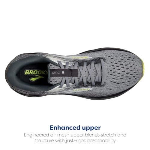 Brooks Men’s Ghost 16 Neutral Running Shoe - Primer/Grey/Lime - 10.5 Wide - Image 4
