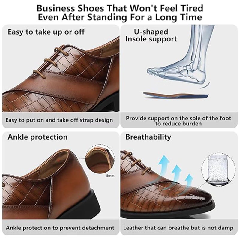 SANNAX Menâ€™s Oxfords Formal Lace Up Dress Shoes, Classic Business Casual Leather Shoes for Men Brown - Image 5