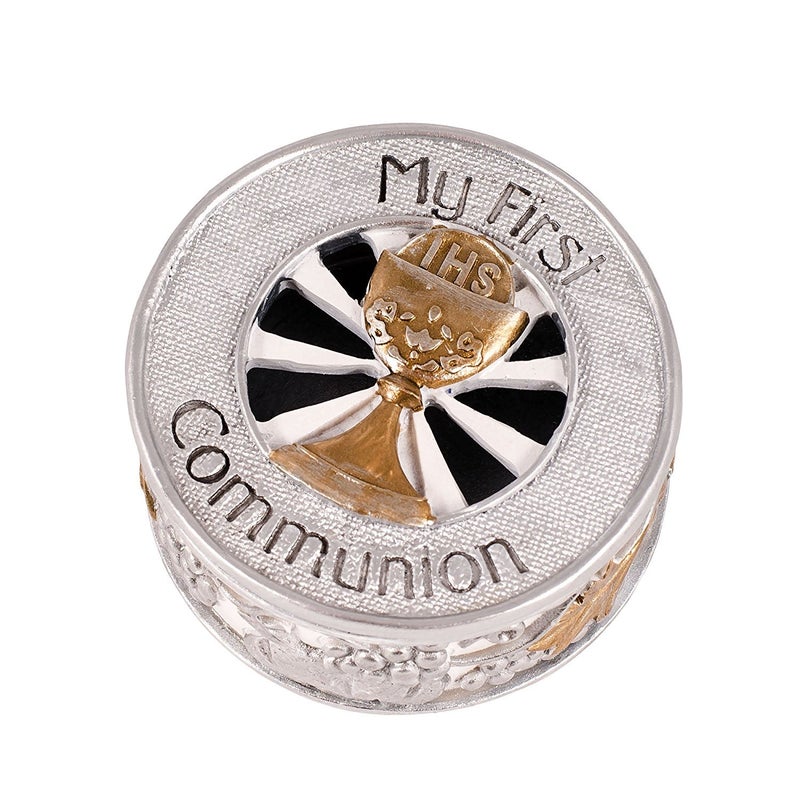 Roman Joseph's Studio by Roman, Communion Collection, 1.5"H SILVER/GOLD KEEPSAKE BOX, Home Décor, Devout Gift, Prayerful Inspiration (4x2x4) - Image 5