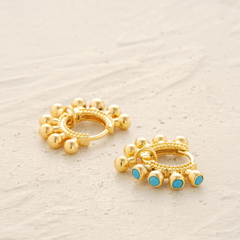 MYEARS Women Huggie Earrings Gold Hoop Bead Ball Turquoise Dangle 14K Gold Filled Small Simple Hypoallergenic Everyday Jewelry - Image 5