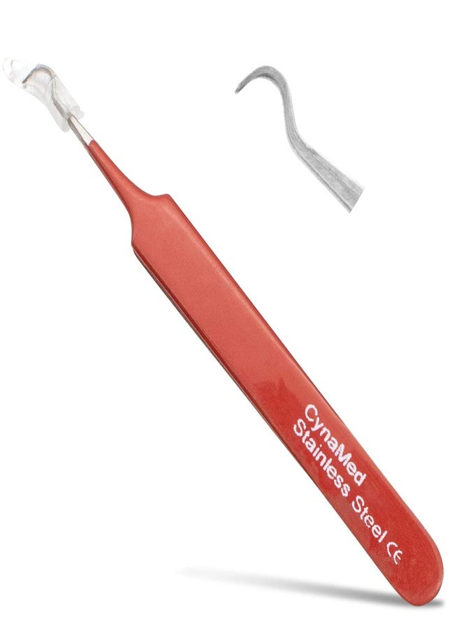CYNAMED Blackhead Tweezer - Professional Curved Steel Tip Surgical Comedone & Splinter Extractor. Ideal Blemish & Acne Remover Tool Means Flawless Facial Skin (Red) - Image 1