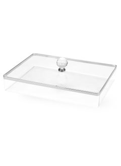 BLACKSTONE Rectangle Acrylic Tray with Lid  Stylish Serving Tray with Attractive Handle 20x16CM  - Image 1