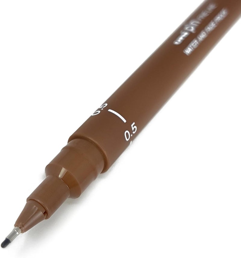 Uni Pin Fineliner Drawing Pen Set - Sepia Tone - 0.5mm - Image 3