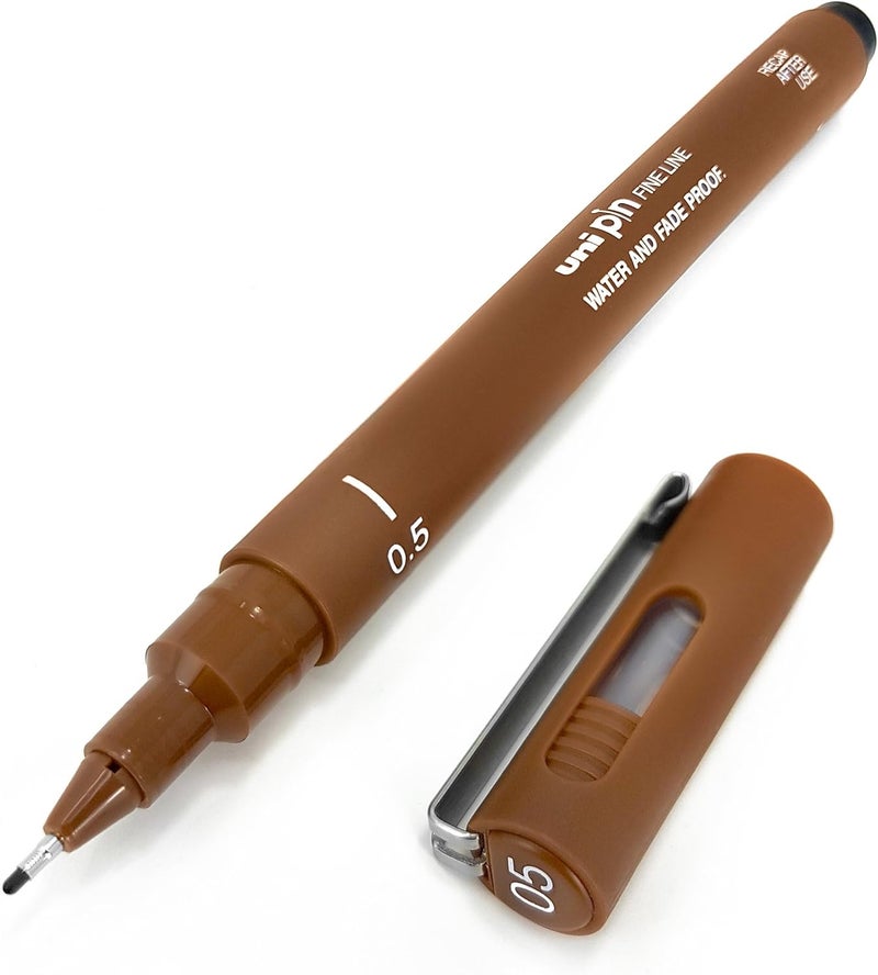 Uni Pin Fineliner Drawing Pen Set - Sepia Tone - 0.5mm - Image 2
