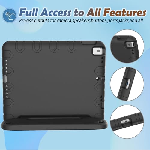 LTROP Kids Case for iPad 9th/ 8th/ 7th Generation (2021/2020/ 2019), iPad 10.2 Case with Built-in Screen Protector, Shockproof Handle Stand Kids Case for iPad 9/8/ 7 Generation 10.2 Inch - Black - Image 5