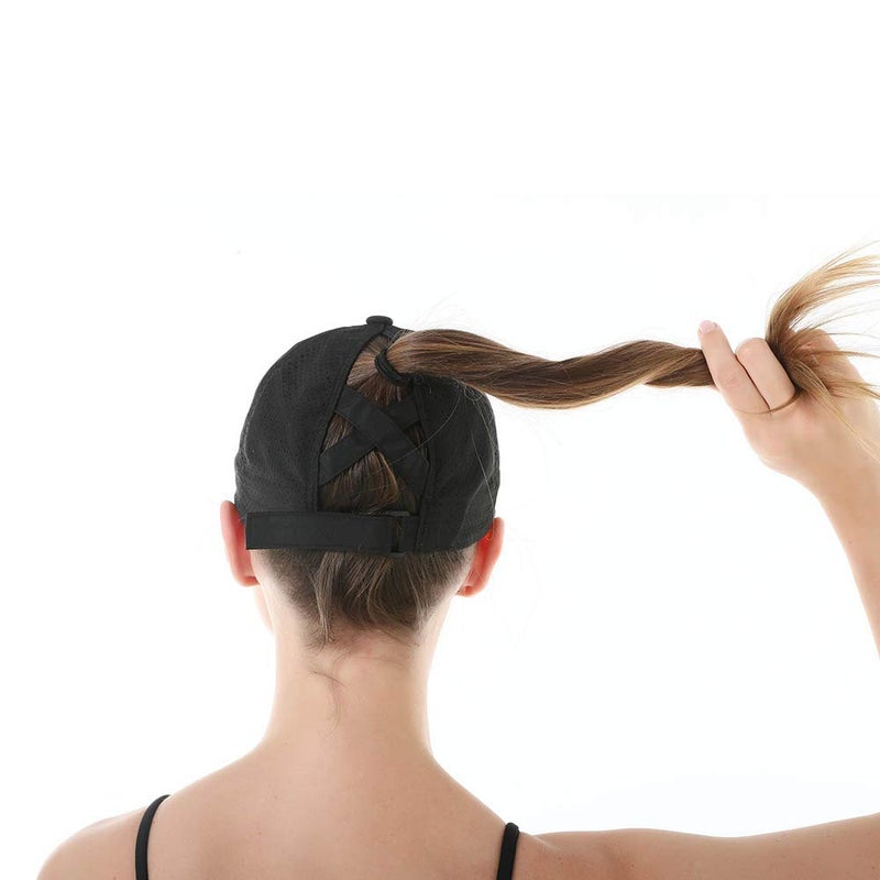 FASHIXD Ponytail Baseball Cap for Women Mesh Quick Dry Baseball Hat with Ponytail Hole (Black) - Image 2