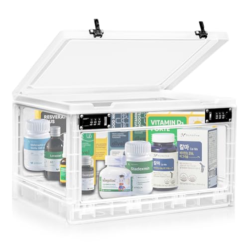 chefeggukk Large Medicine Lock Box with Dual 3-Digit Combination Locks, 24L Lockable Storage Box for Medication, Snacks, Phone, and Electronics - BPA-Free Organizer Bin for Home, Office, Fridge, and Safety - Image 1