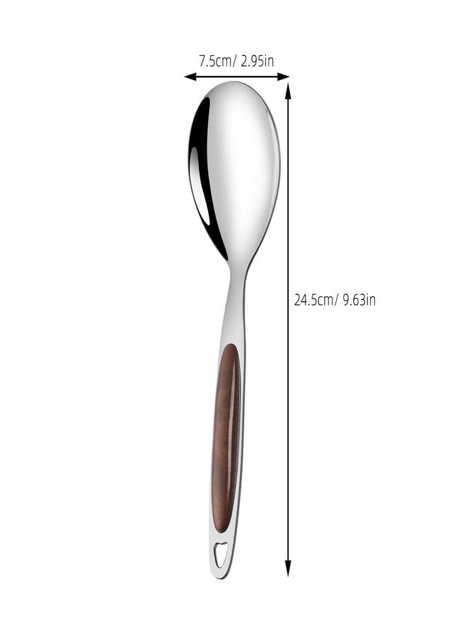 KICHOUSE 2Pcs Stainless Steel Serving Spoons Long Handle Buffet Spoons for Rice Soup and Food Serving Ergonomic Grip Kitchen Utensils 9.64In - Image 5