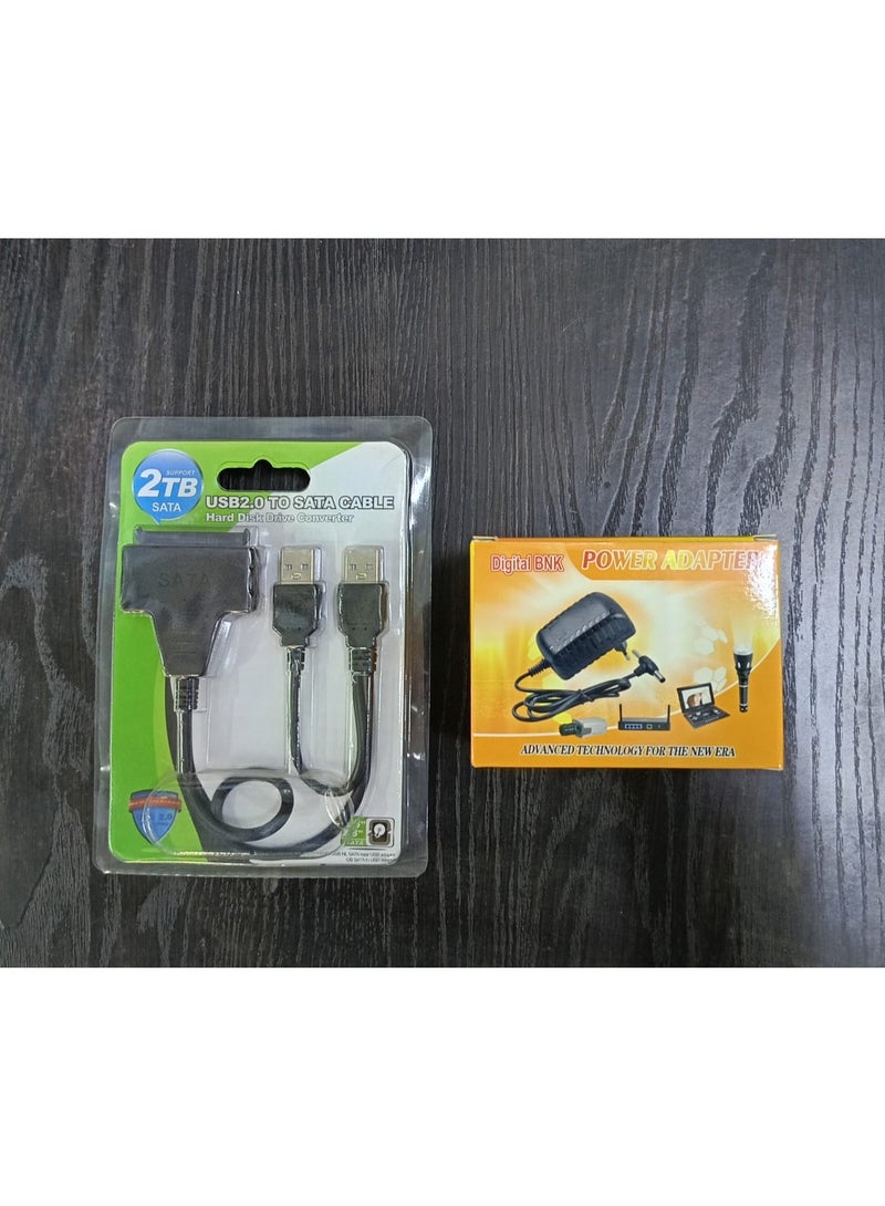 ​وصلة تحويل SATA إلى USB 2.0 مع محول طاقة 12 فولت لتشغيل هارد الكمبيوتر 3.5 بوصة وهارد اللاب توب 2.5 بوصة - أسود - Image 3