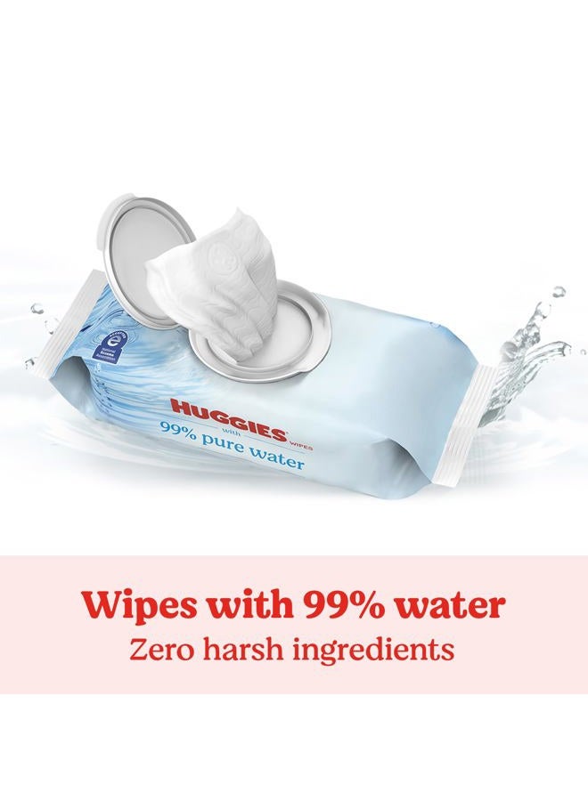 HUGGIES Huggies 99% Pure Water Baby Wipes, Unscented, 9 flip-top packs (3 Packs of 3), 504 Wipes Total, Packaging May Vary - Image 3