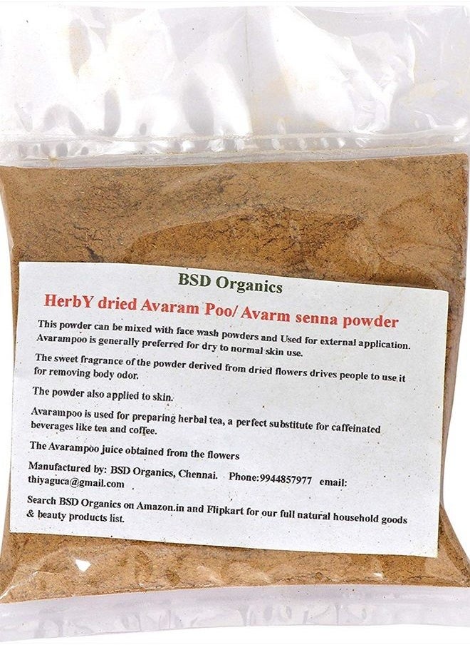 BSD Organics Herby Powder of Avarampoo/Avarm Senna/Senna Auriculata/Tanner's Cassia/Tamgedu for Tea, Skin Care and More - 100 g / 3.5 ounce 