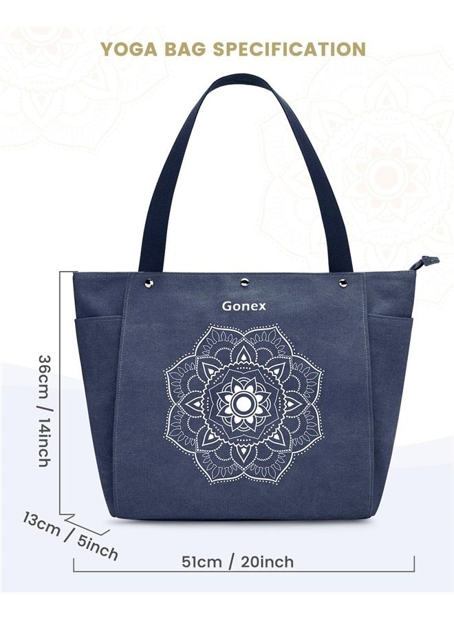 Generic Yoga Gym Bag Tote Bag with Multi Pockets For Women Men, Canvas Yoga Mat Carrier Take in For Pilates Travel Workout Office  - Image 4