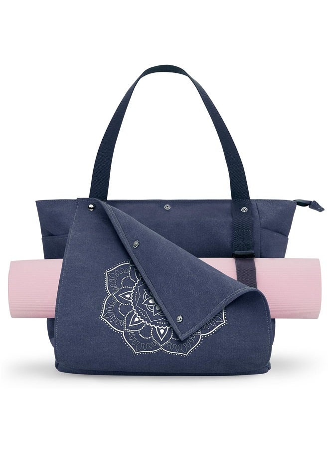 Generic Yoga Gym Bag Tote Bag with Multi Pockets For Women Men, Canvas Yoga Mat Carrier Take in For Pilates Travel Workout Office  - Image 1
