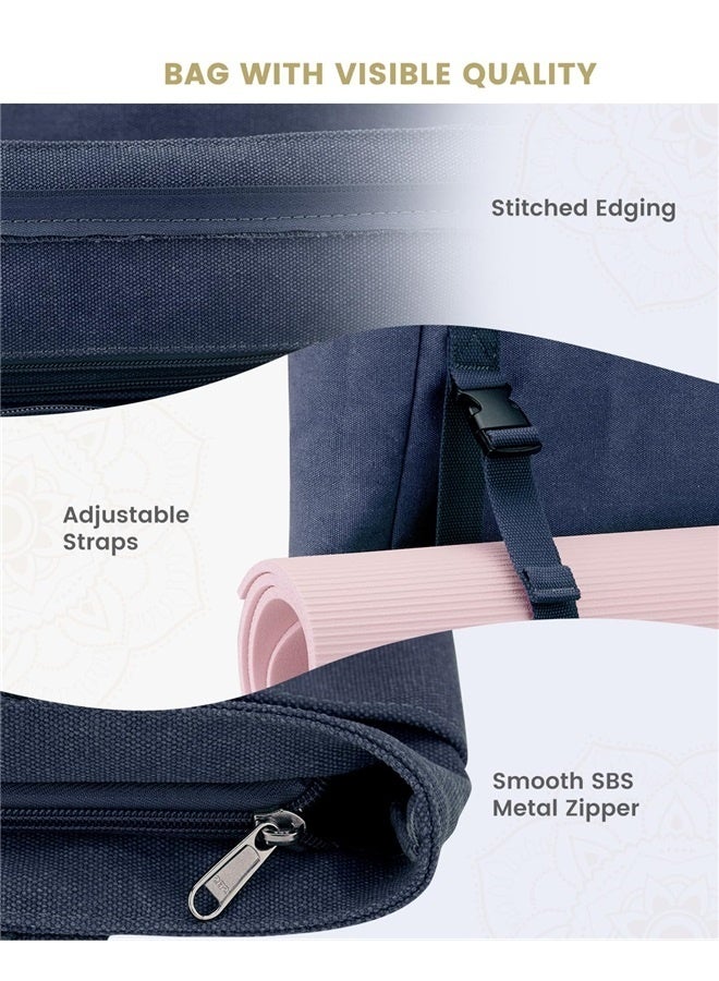 Generic Yoga Gym Bag Tote Bag with Multi Pockets For Women Men, Canvas Yoga Mat Carrier Take in For Pilates Travel Workout Office  - Image 3