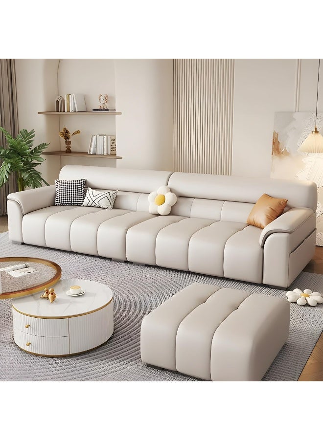 Comfynest Comfynest Contemporary Faux Leather Sofa In White With Pillow Top Arm  - Image 3