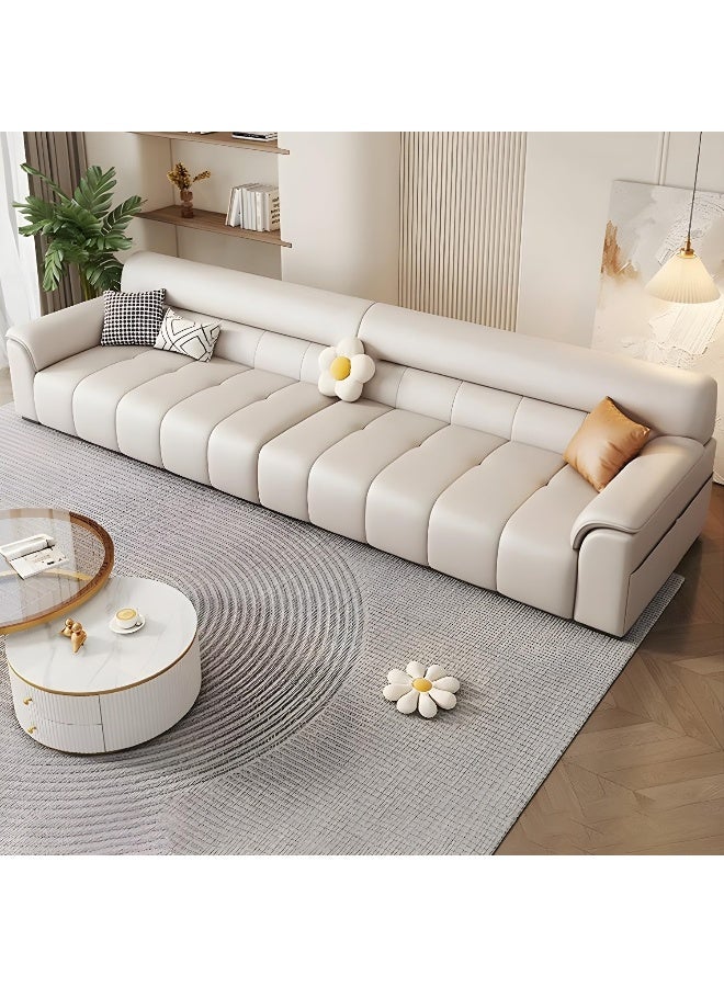 Comfynest Comfynest Contemporary Faux Leather Sofa In White With Pillow Top Arm  - Image 2