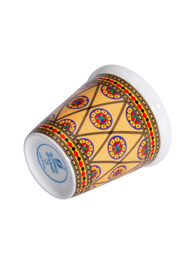 السنيدي - كوب غضار نقش نجدي كوب قهوة للرحلات والسفر بيج طقم 4 قطع سعة 100 مل - Image 1