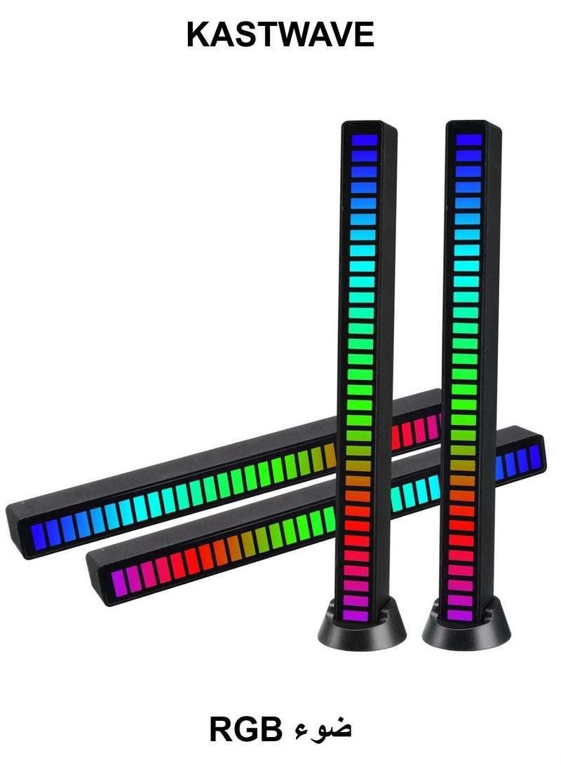 KASTWAVE RGB Sound Control Light, 2 Pcs Rechargeable RGB Voice-Activated Pickup Rhythm Light, Creative Colorful LED Ambient Light, 32 Bit Music Pickup for Car Laptop Party Outdoor Gaming - Image 1