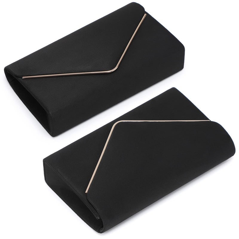 Dasein Ladies' Velvet Evening Clutch Handbag Formal Party Clutch For Women With Chain Strap (Black) - Image 4