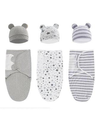 3-Pack Newborn Wearable Swaddle Wrap,Soft Cotton Bunting Bag, Baby Swaddle Sleep Sack with Hat Set for 0-3 months for Girls Boys. - pzsku/Z33D3F8DBC9CCE2668244Z/45/_/1719635816/09a1d399-8306-4e52-85a6-3d151f944299