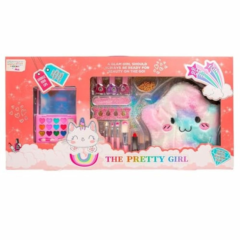 4Baby The Pretty Girl Beauty Makeup Playset with Nail Brush and Plush Bag - 2610B