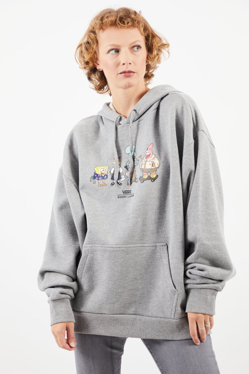VANS هودي جرافيك للنساء، مزيج رمادي - Image 1