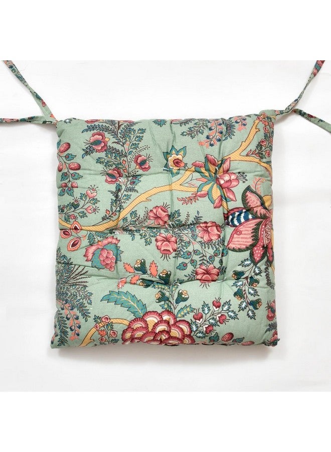TIQH Cotton Printed Chair Pads/Chair Cushion/Back Support/Seat Cushion with Ties and Handmade Quilting (Set of 2) (Pattern 02) - Image 3