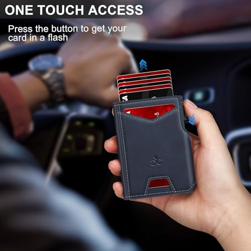 SEMORID Wallet for Men Wallet with Slim Pop Up Card Holder 9-13 Cards, Bifold Minimalist Smart Wallet RFID Blocking Credit Card Holder with ID Window & Stretchable Cash Slot Compact Metal Aluminum Card Case - Image 2