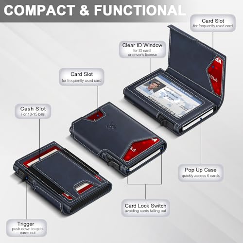 SEMORID Wallet for Men Wallet with Slim Pop Up Card Holder 9-13 Cards, Bifold Minimalist Smart Wallet RFID Blocking Credit Card Holder with ID Window & Stretchable Cash Slot Compact Metal Aluminum Card Case - Image 5
