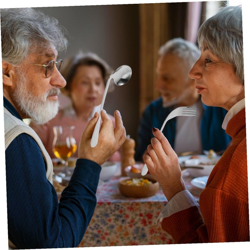 Adaptive Angled Spoon and Fork Set with Non Slip Handle for Elderly Disabled Self Feeding - Image 5