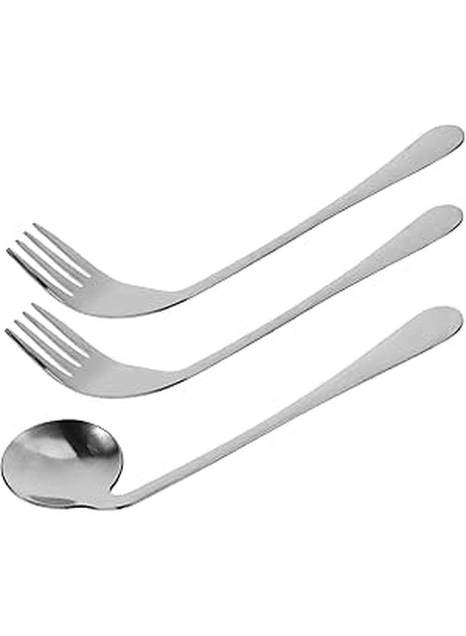 Adaptive Angled Spoon and Fork Set with Non Slip Handle for Elderly Disabled Self Feeding - Image 1