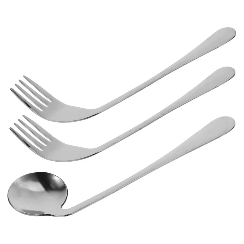 Adaptive Angled Spoon and Fork Set with Non Slip Handle for Elderly Disabled Self Feeding - Image 2