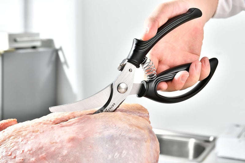 Gerior Heavy Duty Poultry Shears - Kitchen Scissors for Cutting Chicken, Poultry, Game, Meat - Chopping Vegetable - Spring Loaded - Image 3