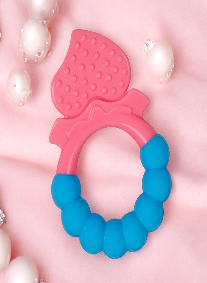 MamaLaps Soft Silicone Baby Teether, Silicone BPA Free Teethers for Newborn Infant, Teething Toy for Babies with Textured Surface for Soothing Gums (Pack of 1, Ribb Heart-Pink) - Image 1