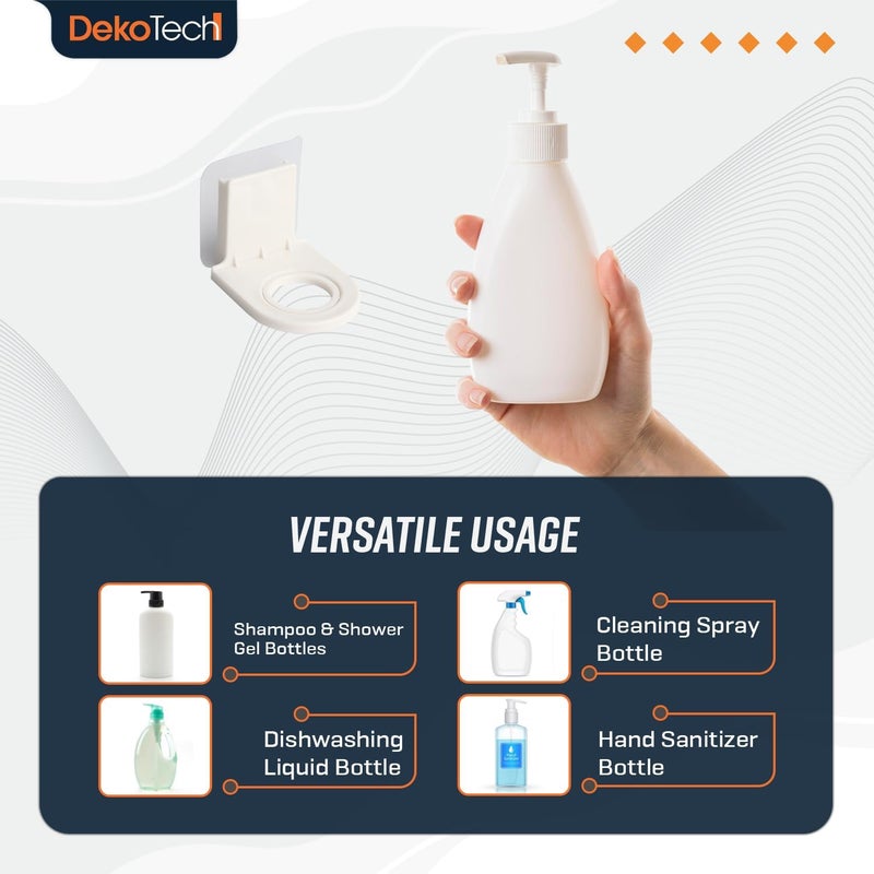 DekoTech Self-Adhesive Wall-Mounted Shower Gel and Shampoo Dispenser Bottle Rack Hook – No Drilling, Liquid Soap & Hand Soap Holder for Bathroom and Kitchen (3 Pack) - Image 5